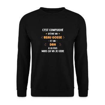 Beau gosse drh - Sweat-shirt Unisexe - noir - Devant - Alina (178cm) & Michal (187cm)