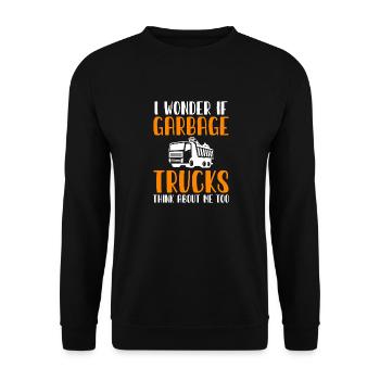 I Wonder If Garbage Trucks Think About Me Too - Unisex Sweatshirt - black - Front - Alina (178cm) & Michal (187cm)