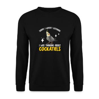 Cockatiel Cockatiel Cockatoo Perroquet Oiseau Cadeau - Sweat-shirt Unisexe - noir - Devant - Alina (178cm) & Michal (187cm)