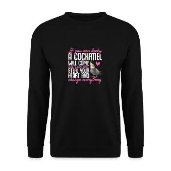 Cockatiel Cockatiel Cockatoo Perroquet Oiseau Cadeau - Sweat-shirt Unisexe - noir - Devant - Alina (178cm) & Michal (187cm)