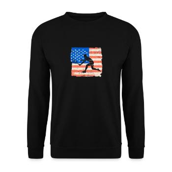 American Flag Tennis Player Funny US Sports - Unisex Sweatshirt - black - Front - Alina (178cm) & Michal (187cm)