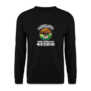 Homer Young's Peak Is On My List Hiking Camping - Unisex Sweatshirt - black - Front - Alina (178cm) & Michal (187cm)