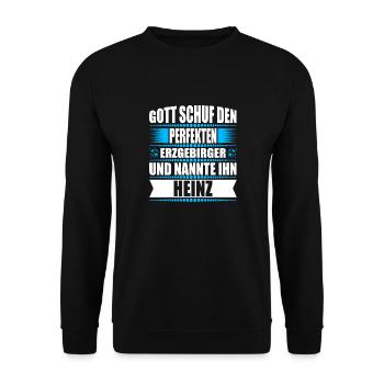 Erzgebirge Mann Namen Sachsen Heinz - Unisex Pullover - Schwarz - Vorne - Alina (178cm) & Michal (187cm)