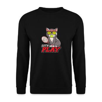 Drôle de chat de tennis avec raquette de tennis balle de tennis pl - Sweat-shirt Unisexe - noir - Devant - Alina (178cm) & Michal (187cm)