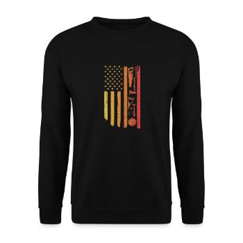 Amerikanische Flagge Holzbearbeitung lustige Tischler Arbeiter - Unisex Pullover - Schwarz - Vorne - Alina (178cm) & Michal (187cm)