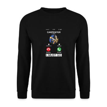 Un charpentier qualifie le menuisier de drôle de menuisier - Sweat-shirt Unisexe - noir - Devant - Alina (178cm) & Michal (187cm)