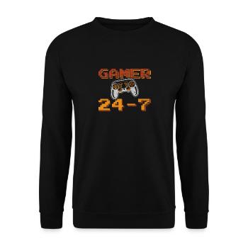 Gamer Funny Joueur de jeux vidéo 24-7 Gaming Kids Tea - Sweat-shirt Unisexe - noir - Devant - Alina (178cm) & Michal (187cm)