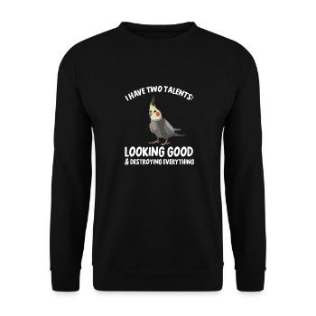 Cockatiel Cockatiel Cockatoo Perroquet Oiseau Cadeau - Sweat-shirt Unisexe - noir - Devant - Alina (178cm) & Michal (187cm)