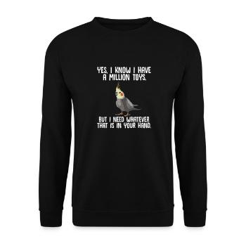 Cockatiel Cockatiel Cockatoo Perroquet Oiseau Cadeau - Sweat-shirt Unisexe - noir - Devant - Alina (178cm) & Michal (187cm)