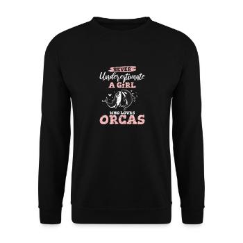 Girl Who Loves Orcas Whale Kids Girls Orca Whale C - Unisex Sweatshirt - black - Front - Alina (178cm) & Michal (187cm)