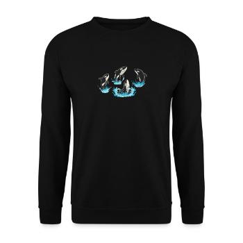 Orca Killer Whale Family Whale Lover Water Jump Ce - Unisex Sweatshirt - black - Front - Alina (178cm) & Michal (187cm)