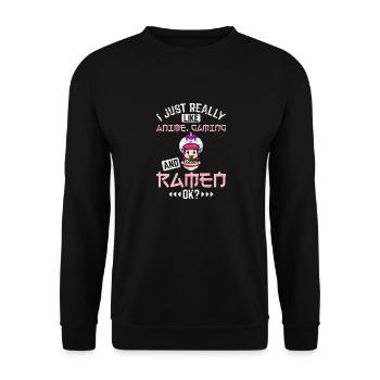 Anime Gaming Ramen Anime Girl Women Kawaii Japanes - Unisex Pullover - Schwarz - Vorne - Alina (178cm) & Michal (187cm)