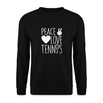 Peace Love Tennis Spruch Lustig Sport Spieler - Unisex Pullover - Schwarz - Vorne - Alina (178cm) & Michal (187cm)