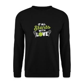 Tennis Funny Sports Racket Player It Starts - Unisex Sweatshirt - black - Front - Alina (178cm) & Michal (187cm)
