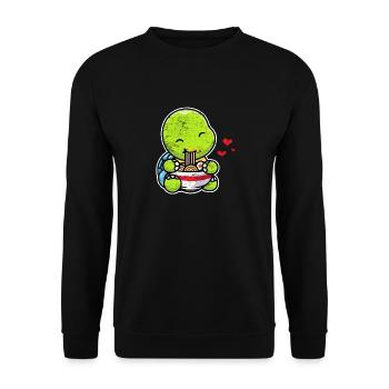 Kawaii Turtle Eating Ramen Noodles Anime Girls - Sweat-shirt Unisexe - noir - Devant - Alina (178cm) & Michal (187cm)