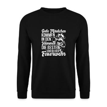 Feuerwehr Feuerwehrfrau Spruch Geschenk - Unisex Pullover - Schwarz - Vorne - Alina (178cm) & Michal (187cm)