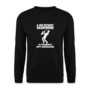 Saxophon Musik Saxophonist Instrument Saxofon - Unisex Pullover - Schwarz - Vorne - Alina (178cm) & Michal (187cm)