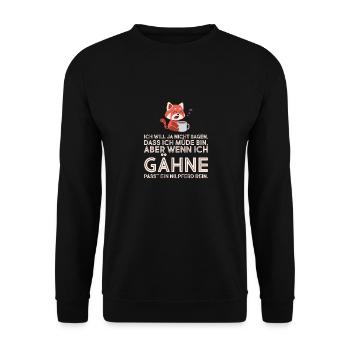 Wenn ich gähne passt ein Nilperd rein. Quer - Unisex Pullover - Schwarz - Vorne - Alina (178cm) & Michal (187cm)