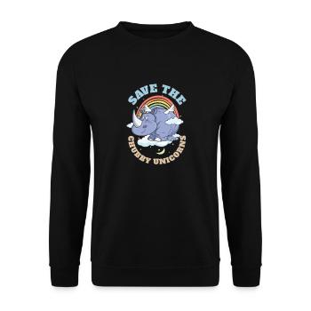 Save The Chubby Unicorns Cute Rhinoceros - Unisex Pullover - Schwarz - Vorne - Alina (178cm) & Michal (187cm)