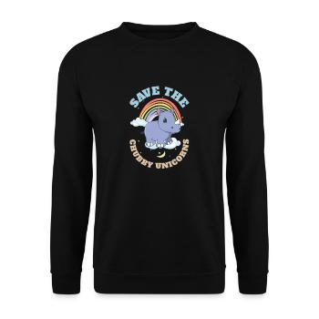 Save The Chubby Unicorns Cute Rhinoceros - Unisex Pullover - Schwarz - Vorne - Alina (178cm) & Michal (187cm)