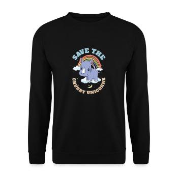 Save The Chubby Unicorns Cute Rhinoceros - Unisex Pullover - Schwarz - Vorne - Alina (178cm) & Michal (187cm)