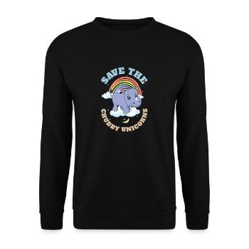 Save The Chubby Unicorns Cute Rhinoceros - Unisex Pullover - Schwarz - Vorne - Alina (178cm) & Michal (187cm)