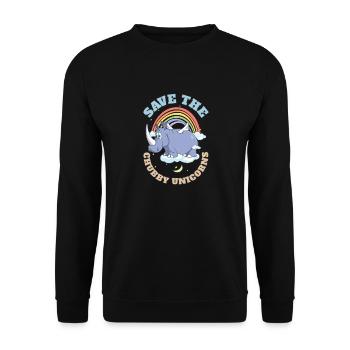 Save The Chubby Unicorns Cute Rhinoceros - Unisex Pullover - Schwarz - Vorne - Alina (178cm) & Michal (187cm)