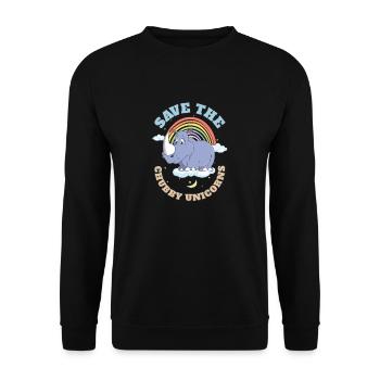 Save The Chubby Unicorns Cute Rhinoceros - Unisex Pullover - Schwarz - Vorne - Alina (178cm) & Michal (187cm)