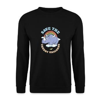 Save The Chubby Unicorns Cute Rhinoceros - Unisex Pullover - Schwarz - Vorne - Alina (178cm) & Michal (187cm)
