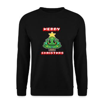 Merry Christmas I Xmas I 8 Bit Pixelated - Unisex Pullover - Schwarz - Vorne - Alina (178cm) & Michal (187cm)