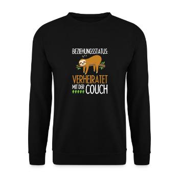 Faultier Sloth Langschläfer Spruch Nachthemd - Unisex Pullover - Schwarz - Vorne - Alina (178cm) & Michal (187cm)