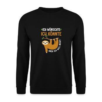 Faultier Arbeitskollegen Büro Spruch - Unisex Pullover - Schwarz - Vorne - Alina (178cm) & Michal (187cm)