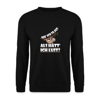 Faultier Keine Lust Sloth, Büro Morgenmuffel - Unisex Pullover - Schwarz - Vorne - Alina (178cm) & Michal (187cm)