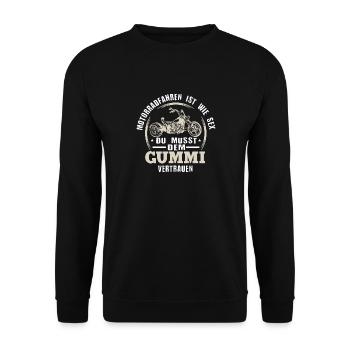 Anzügliche Biker Witze Versauter Motorrad Spruch - Unisex Pullover - Schwarz - Vorne - Alina (178cm) & Michal (187cm)