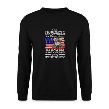 Funny American Experienced Father Grandpa My - Unisex Sweatshirt - black - Front - Alina (178cm) & Michal (187cm)