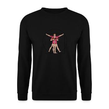 Uke Vitruvian Joueur de ukulélé Drôle de ukulélé - Sweat-shirt Unisexe - noir - Devant - Alina (178cm) & Michal (187cm)