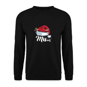 Santa Claus Cap Mrs. Outfit for Christmas - Unisex Sweatshirt - black - Front - Alina (178cm) & Michal (187cm)