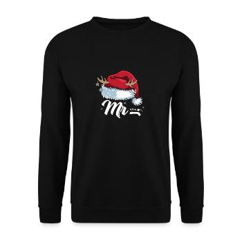 Santa Claus Beanie Mr. Outfit for Christmas - Unisex Sweatshirt - black - Front - Alina (178cm) & Michal (187cm)