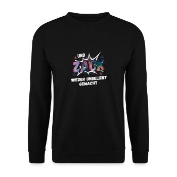 Und Zack wieder unbeliebt gemacht - Unisex Pullover - Schwarz - Vorne - Alina (178cm) & Michal (187cm)