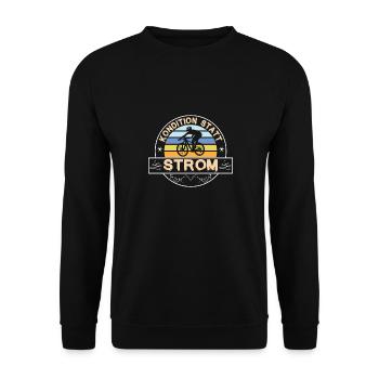 Kondition Statt Strom Fahrrad Fahrradfahrer Spruch - Unisex Pullover - Schwarz - Vorne - Alina (178cm) & Michal (187cm)