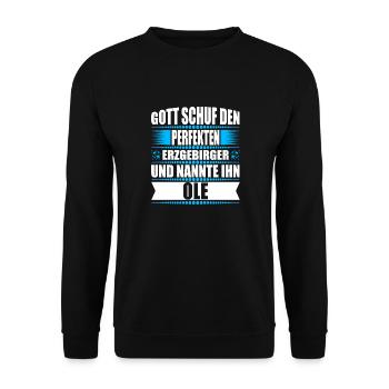 Erzgebirge Mann Namen Sachsen Ole - Unisex Pullover - Schwarz - Vorne - Alina (178cm) & Michal (187cm)