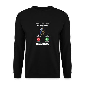 Holzarbeiten nennen Humor Zimmermann Holzarbeiter - Unisex Pullover - Schwarz - Vorne - Alina (178cm) & Michal (187cm)