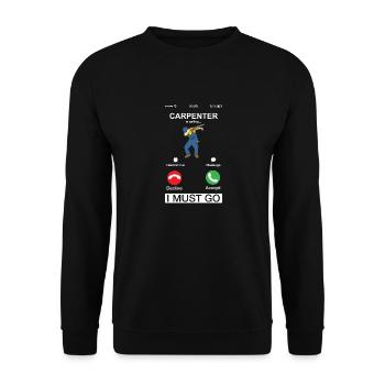 Carpenter nennt Holzbearbeitung lustiges Wortspiel - Unisex Pullover - Schwarz - Vorne - Alina (178cm) & Michal (187cm)