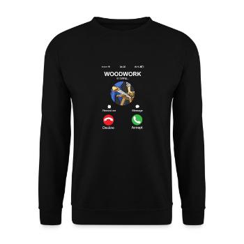 Lustige Holzarbeiten rufen Holzarbeiter Tischlerei - Unisex Pullover - Schwarz - Vorne - Alina (178cm) & Michal (187cm)