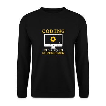 Le codage est mon superpouvoir Programmeur de logiciels Codeur - Sweat-shirt Unisexe - noir - Devant - Alina (178cm) & Michal (187cm)