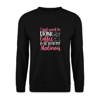 Malinois Belgischer Schäferhund Mechelaar Hund - Unisex Pullover - Schwarz - Vorne - Alina (178cm) & Michal (187cm)