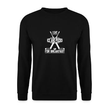 I Eat Ice And Pucks For Breakfast, Hockey Player - Unisex Sweatshirt - black - Front - Alina (178cm) & Michal (187cm)