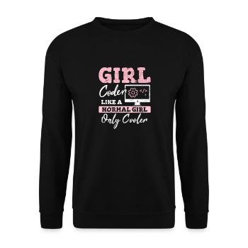 Funny Girl Coder Computer Programming Code Web Dev - Unisex Pullover - Schwarz - Vorne - Alina (178cm) & Michal (187cm)