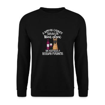 Malinois Belgischer Schäferhund Mechelaar Hund - Unisex Pullover - Schwarz - Vorne - Alina (178cm) & Michal (187cm)