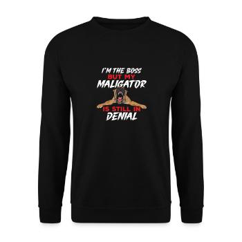 Malinois Belgischer Schäferhund Mechelaar Hund - Unisex Pullover - Schwarz - Vorne - Alina (178cm) & Michal (187cm)
